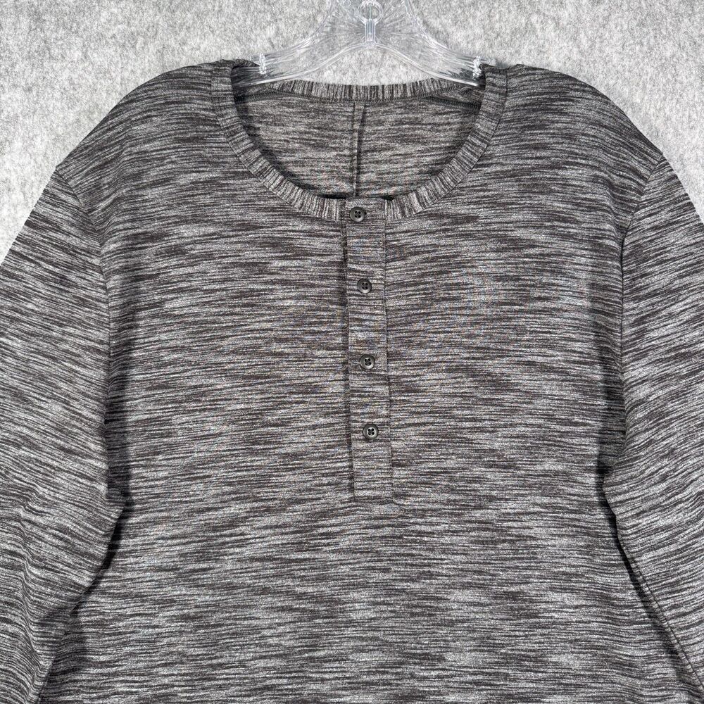 Lululemon Pulse Slub Henley Shirt Mens Size Large Gray Heather Pullover